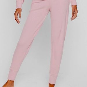 NASTY GAL FITTED KNIT SWEATPANTS BLUSH PINK